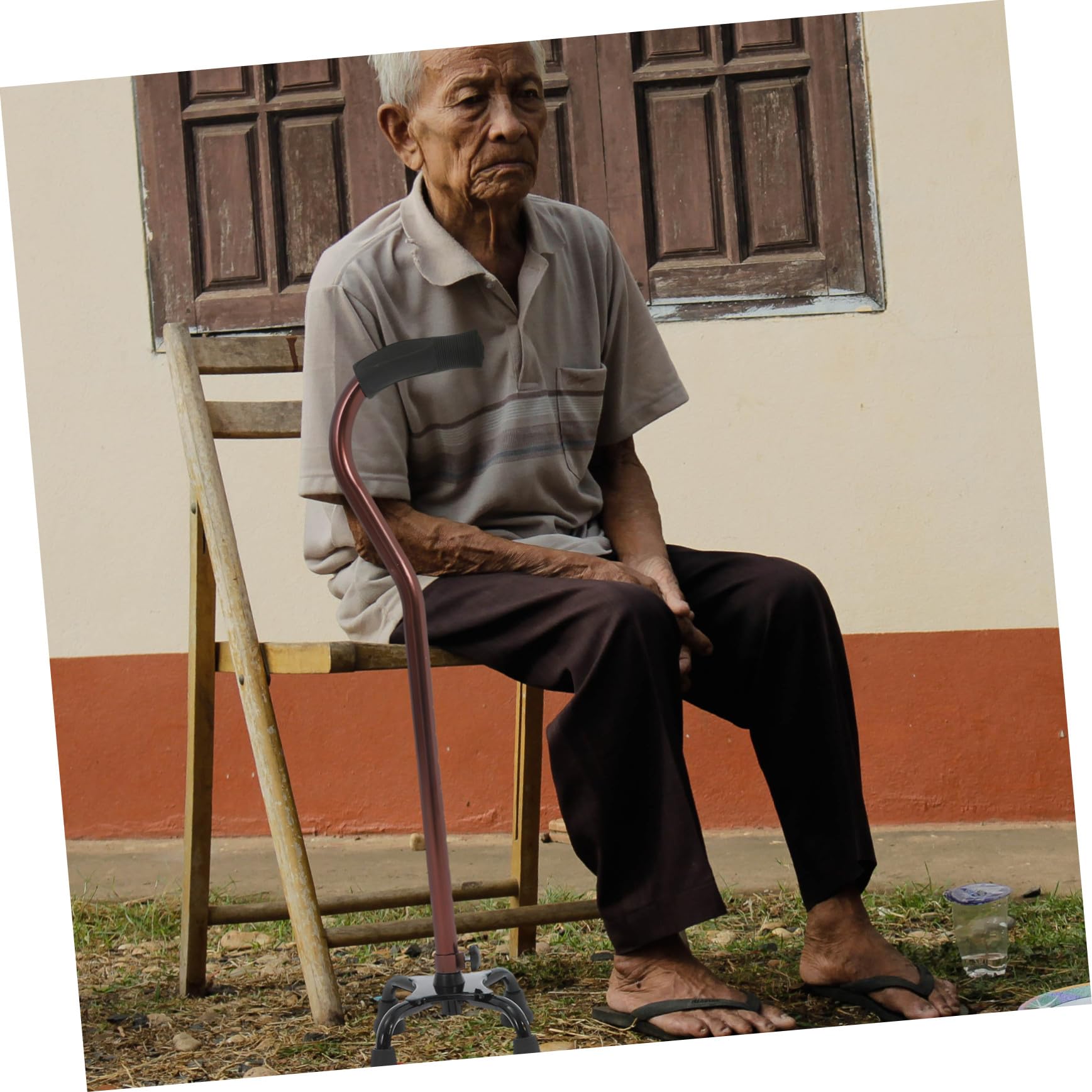 Yardenfun Bastón de Cuatro Patas de Aleación de Aluminio Negro Plástico Antióxido para Personas Mayores y Discapacitadas Apoyo Seguro y Estable