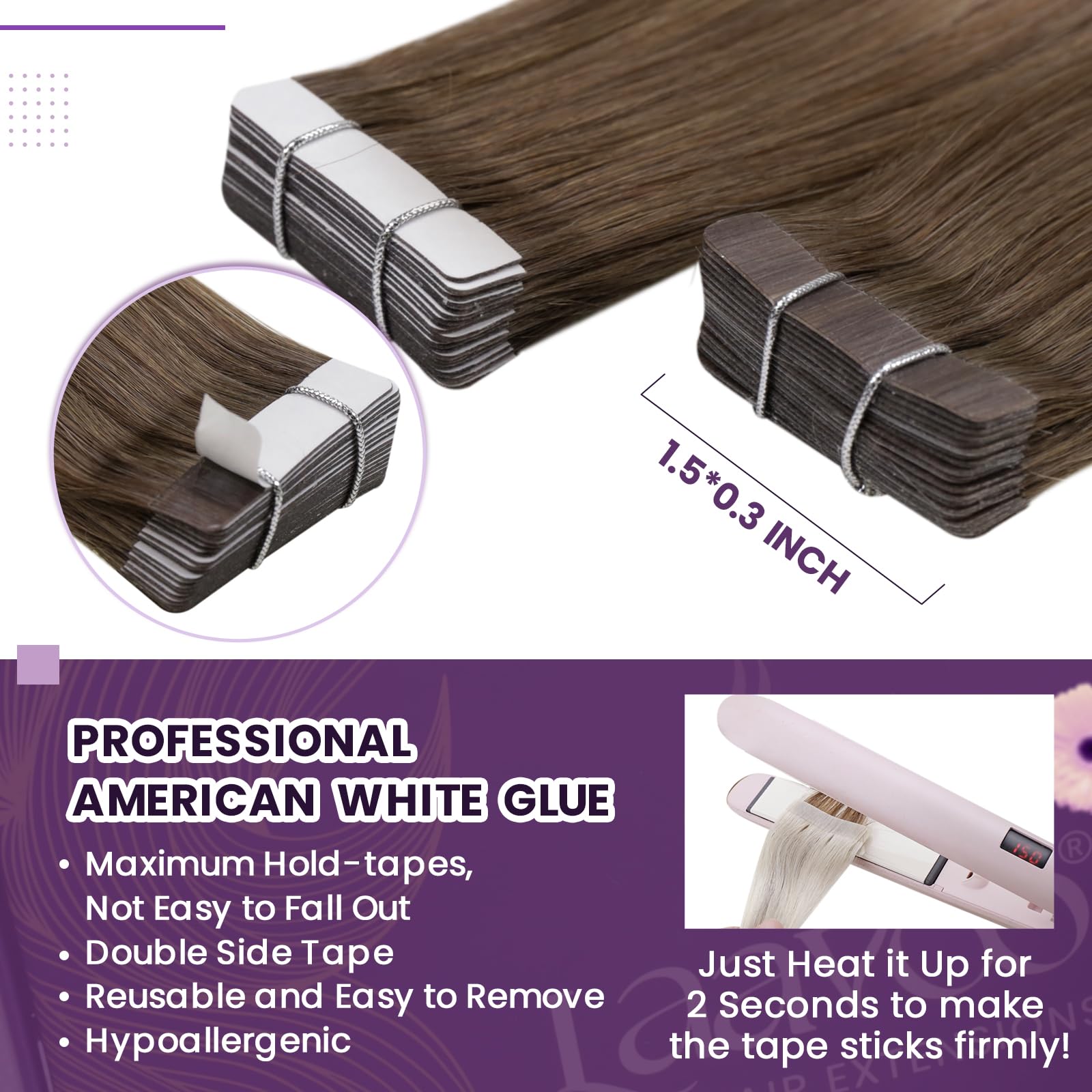 LaaVoo Tape in Hair Extensions Human Hair 50g Tape Hair Extensions Real Human Hair Invisible Tapes Remy Straight Balayage Light Brown to Blonde Hair Double Sided Tabs 20pcs 18 Inch #8/16/8 - Image 3