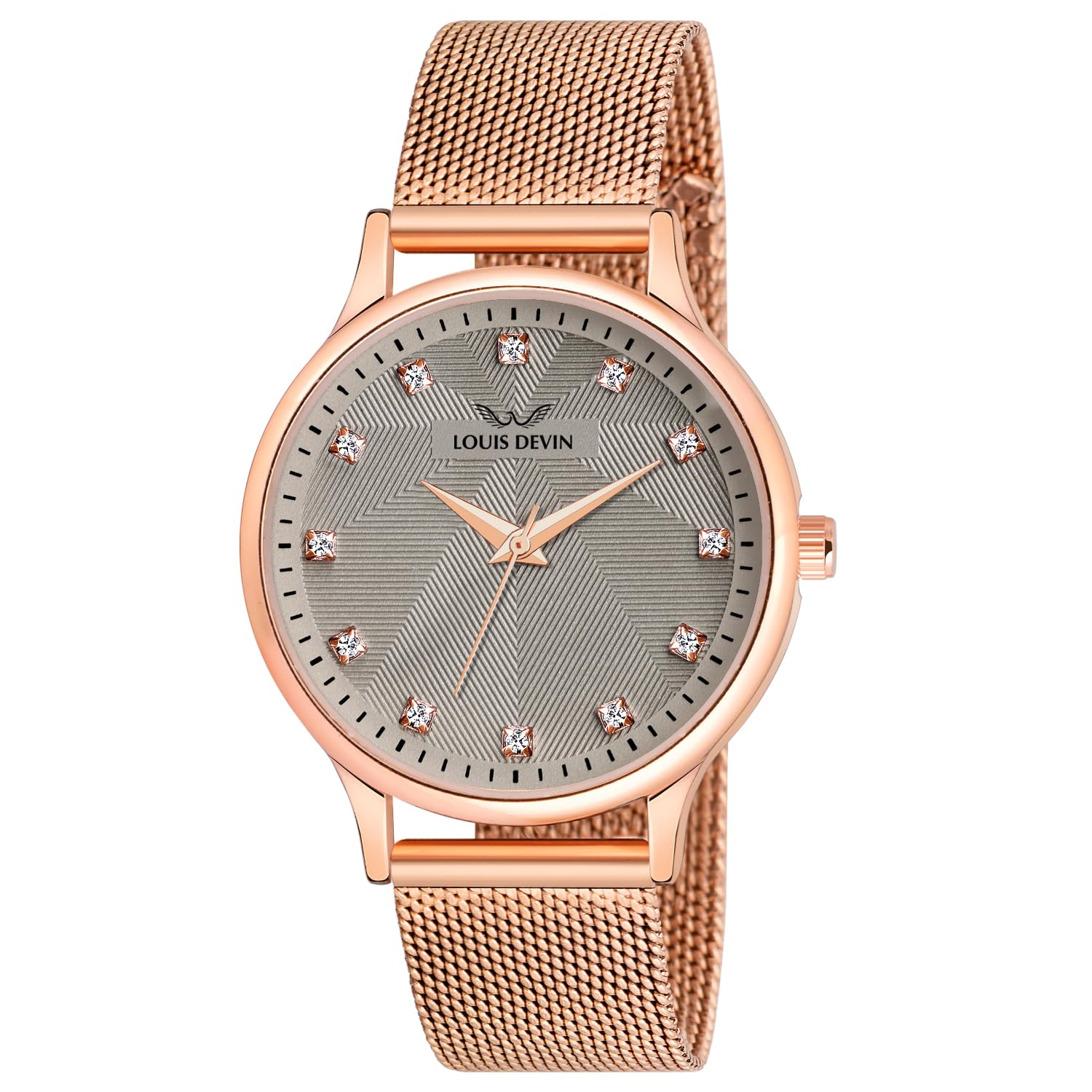 Rose Gold Plated Metal Chain Analog Wrist Watch for Women (Blue/Grey/White/Green Dial) | LD-RG512-image-38