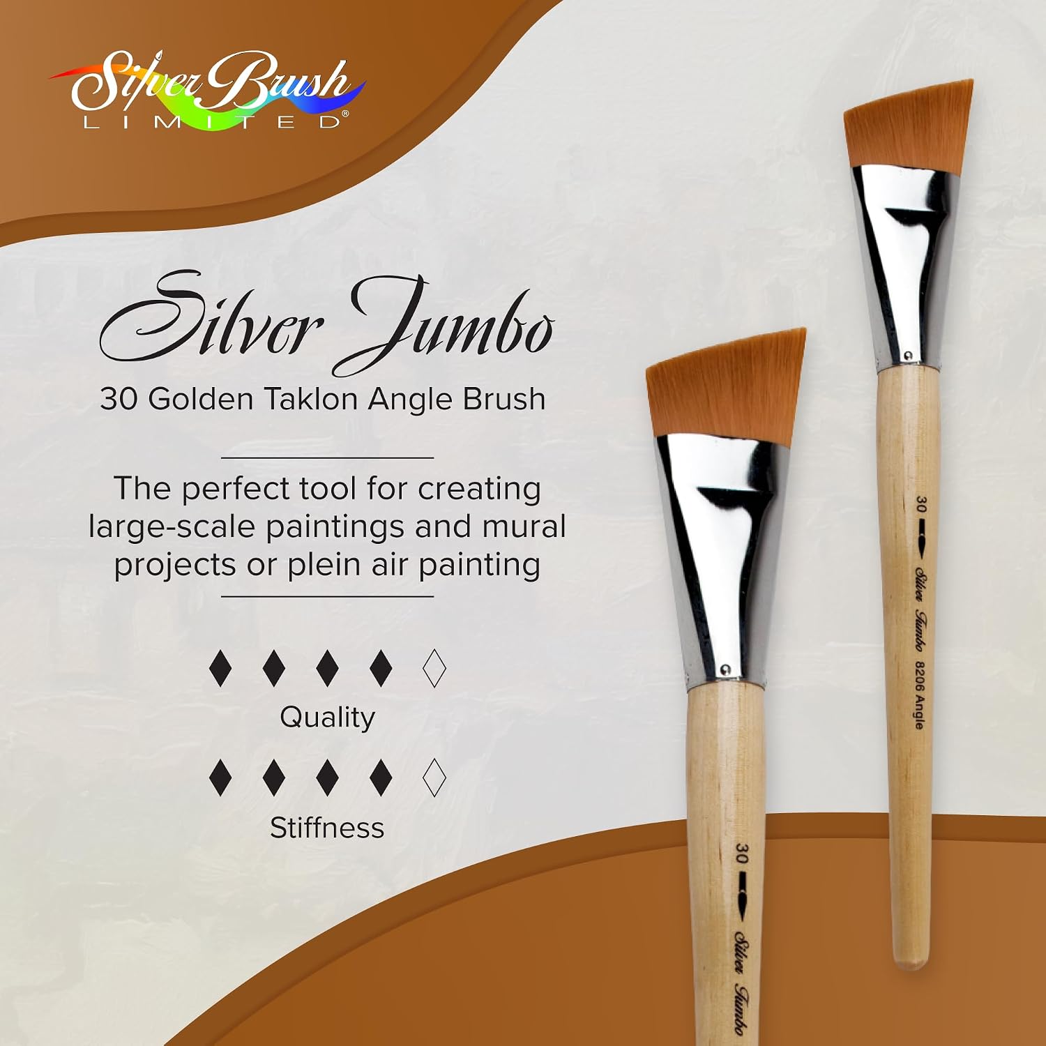 Silver Brush Silver Jumbo Golden Taklon Brush Round Series 8206 Size 30