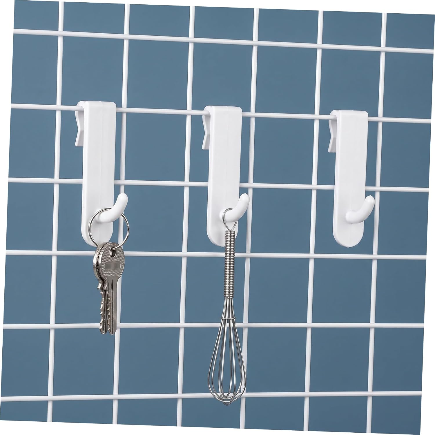Alipis 35pcs White Plastic Wall Display Hook for Grid Wall Panels, Sturdy and Burrfree Contact Surface Retail Hooks for Home Organizer, Kitchens, Picture and Tools Hanging