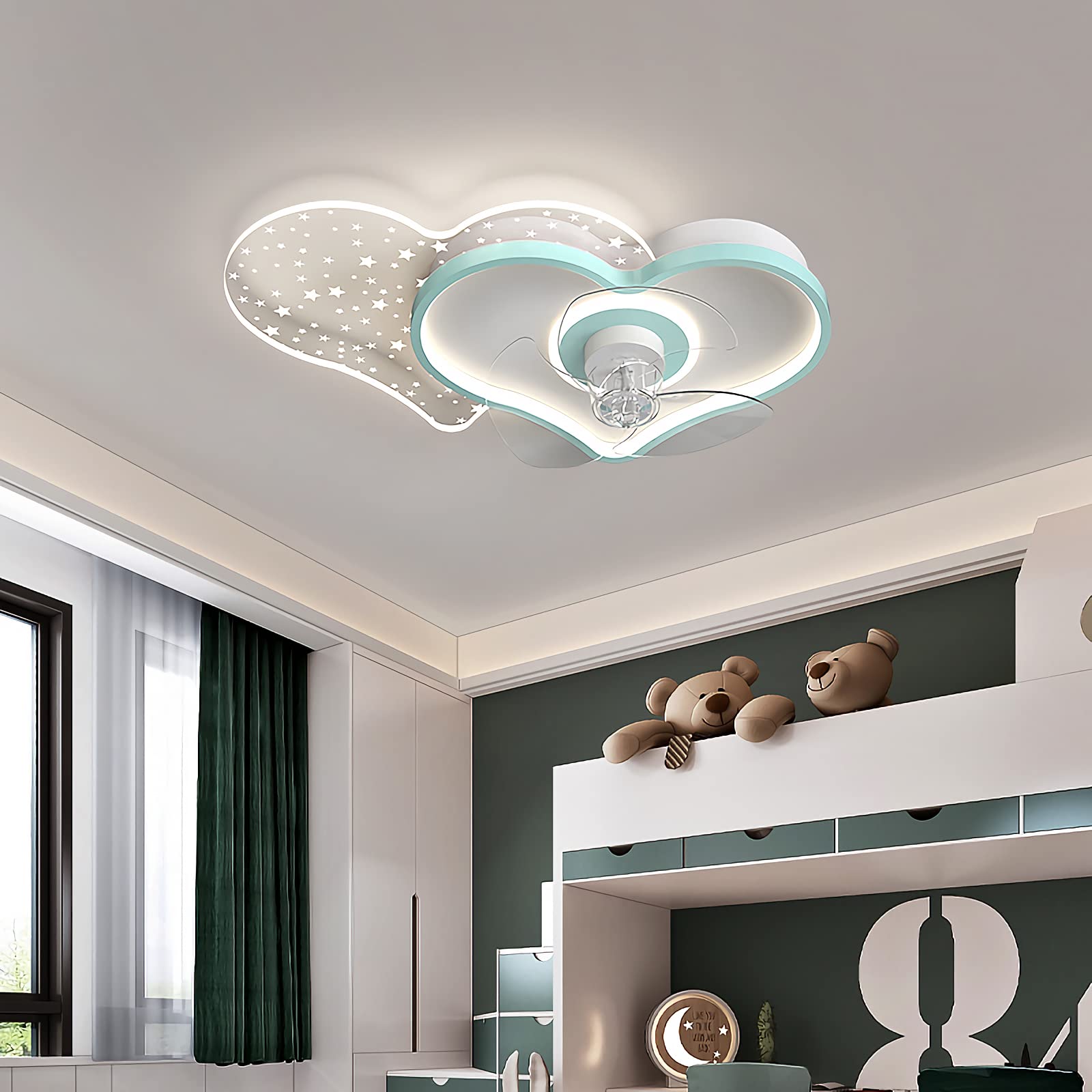 SXDMOUBK Kids Ceiling Fans with Lights for Bedroom Pink, Quiet Fan Light Remote Control, Reversible 6 Speeds Modern LED Dimmable Lamp