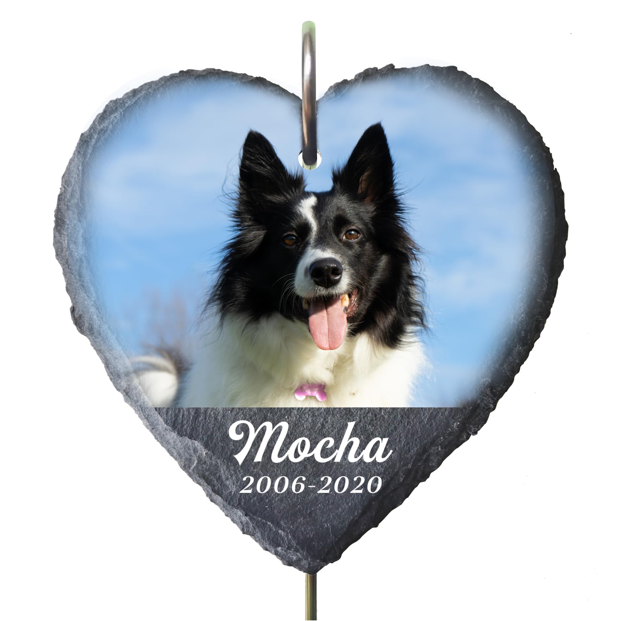 Personalised Pet Memorial Plaques with Hook Stake, Custom Dog Memorial Gifts with Photo, Pets Memorial Stand Grave Stone for Garden Outdoor, Pet Bereavement Sympathy Gifts (Heart Shape-L, Design 5)