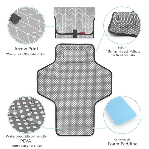 Miniatura 5 de Babebay - Funda para cambiador y cambiador portátil, fundas de felpa ultra suaves con lunares minky, paquete de 2 y cambiadores portátiles de viaje,