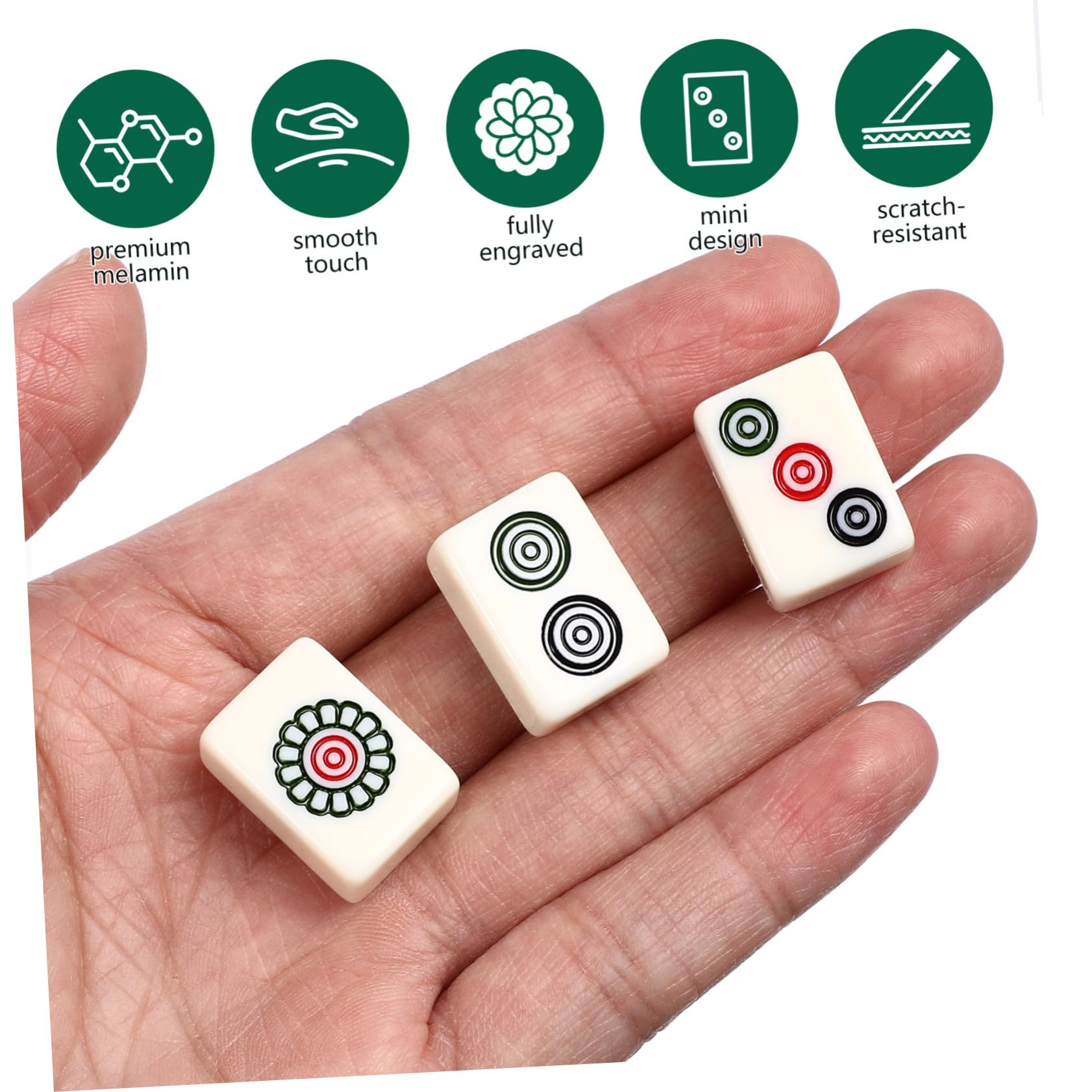 Kleiner Mahjong Satz 20mm aus Melamin, Tragbar für Reise und Party | 1 Satz, Leicht und Praktisch, Zufällige Zubehörfarben, Kompakt für Unterwegs Zufällige Farbe