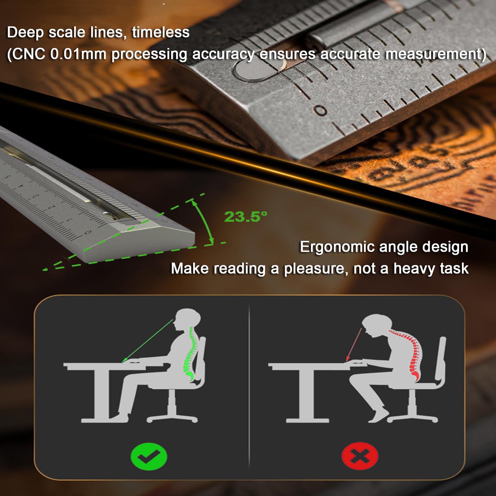 Calibrador Creativo De Aleación De Titanio, Regla De Cálculo Logarítmica Clásica, Regla De Empuje Modular, Diseño Telescópico Extendido, con Cm/Pulgadas Y Lápiz De Titanio Incorporado