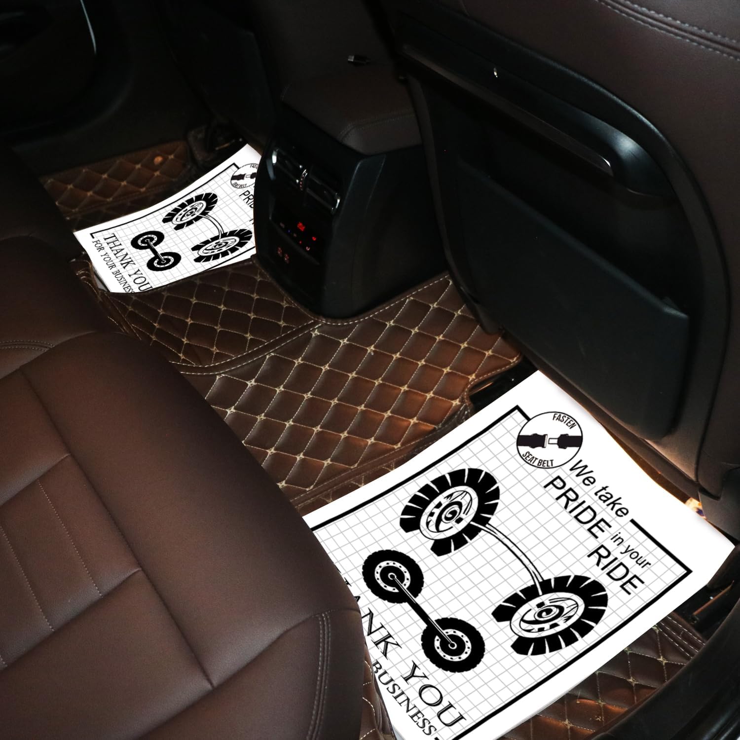 100-Pack Disposable White Paper Car Floor Mats 19x15 Inch, Universal Fit Auto Floor Protectors for Car Wash & Detailing - Non-Slip Portable Vehicle Foot Pads with Wheel Design