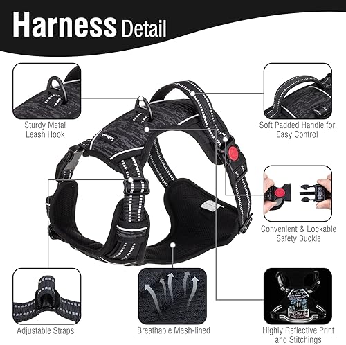 Miniatura 3 de SCENEREAL Arnés y correa para perro sin tirones chaleco reflectante ajustable y acolchado suave de 360 con correa resistente de 5 pies para perro y