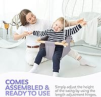 Vista 6 de CaTeam - Columpio de lona para bebé, silla colgante de madera con cinturón de seguridad, silla de columpio duradera, columpio para interiores
