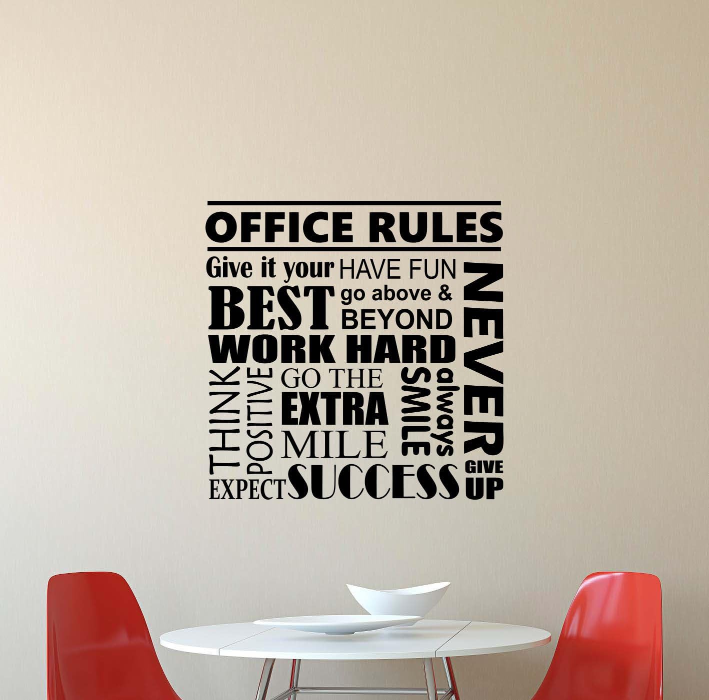 Office Rules Wall Decal Quote Inspirational Lettering Vinyl Sticker Motivational Boss Gift Decorations Home Bedroom Decor Art Poster Mural Custom Print 603