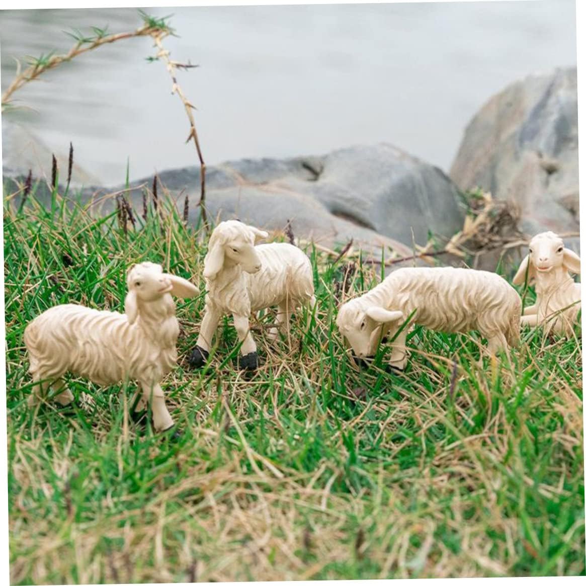 KUYYFDS Resin Sheep Ornaments Artificial Miniature Lamb