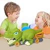 JINGWANG Dinosaur Truck | Dinosaur Excavator Engineering Vehicle Model Toy 1 Dinosaur Truck And 6 Alloy Car | Children's Inertial Transport Vehicle Boy Girl Toy Dinosaur Gift Car Toy