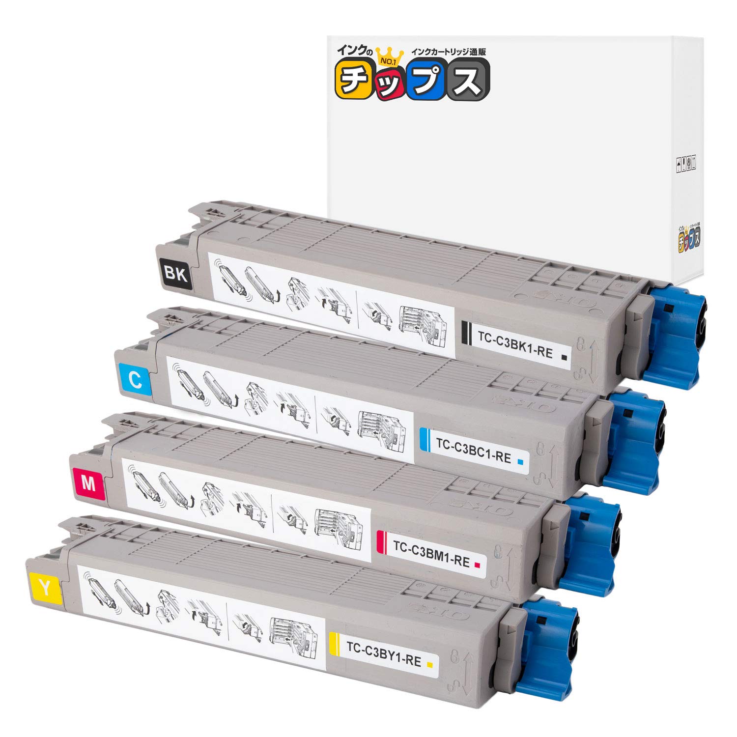 Amazon.co.jp: OKI 用 TC-C3B1 再生トナーカートリッジ 4色
