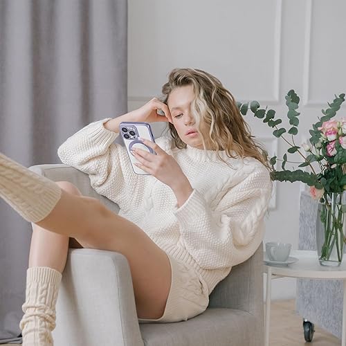 Miniatura 6 de Yetagso Funda magnética para iPhone 14 Pro Max, funda delgada galvanizada transparente para iPhone 14 Pro Max con protección de cámara, a prueba de