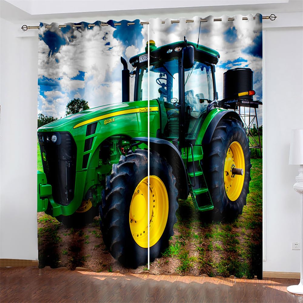 Sjsxwqn Tractor Curtains Eyelet Blackout Blind Thermal Insulated Curtains For Bedroom, Noise Reduce Curtains For Living Room, Kitchen, Nursery, Office - (2 Panels, W46 X L72)