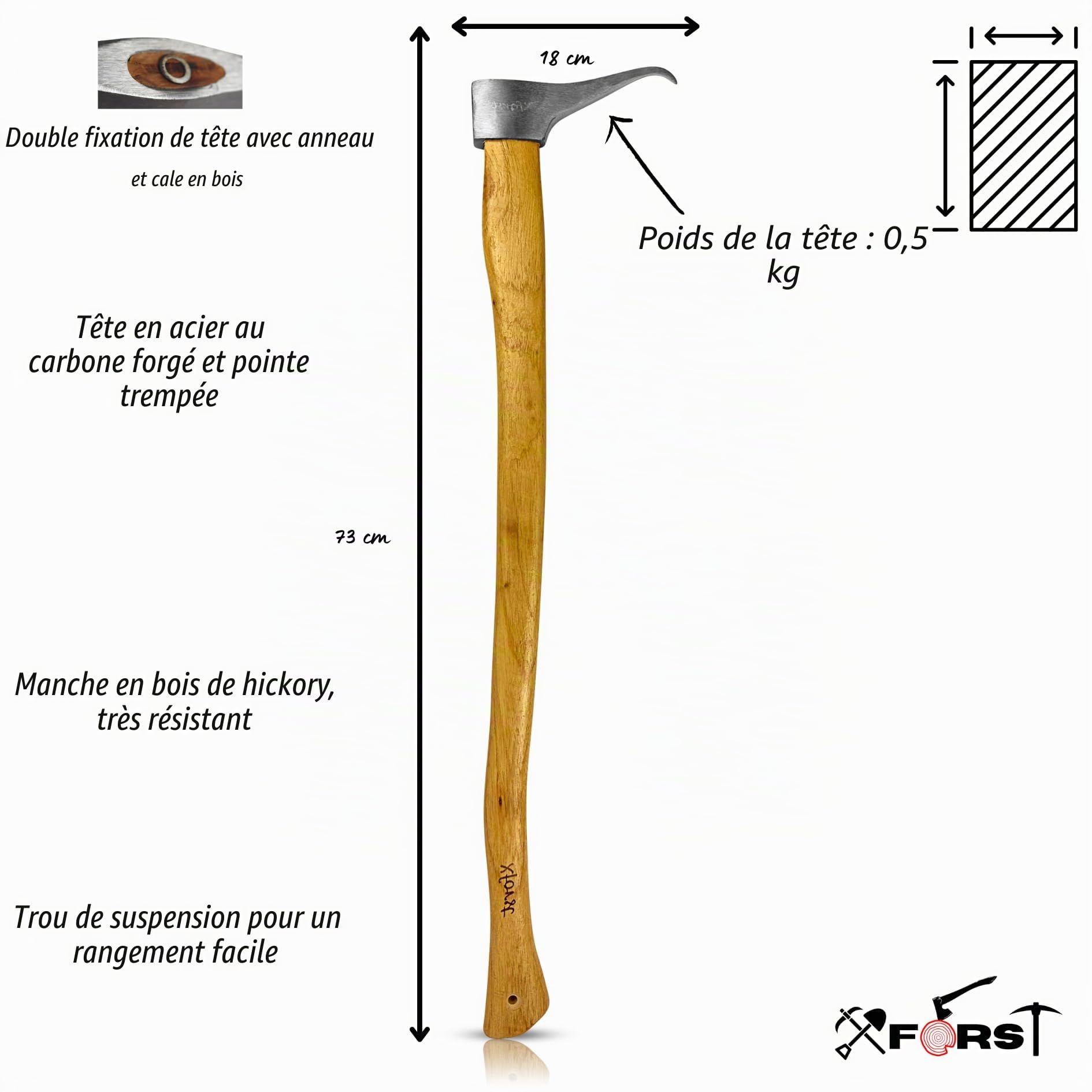 Xforst Sapie à Main #/ Sappie avec Support de Ceinture X-P500L et X-P50BX de 73 cm + Petit modèle de 38 cm. Idéal pour la manutention de Bois, Troncs de Bois et de bûches. Outils Forestiers