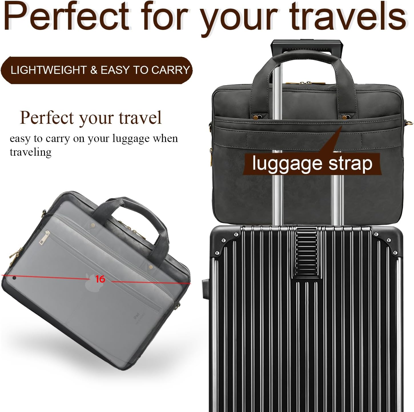 Briefcase for Men Leather Laptop Bag 16 Inch Messenger Bag Vintage Crossbody Laptop Computer Bag for Business,Work,Travel