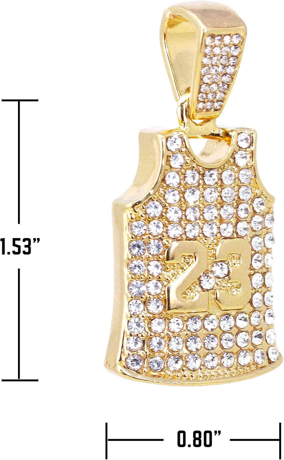 Techno Pave Men's Iced-Out Basketball Pendant & 4mm CZ Tennis Chain - Gold Finish - 23 Jersey Necklace