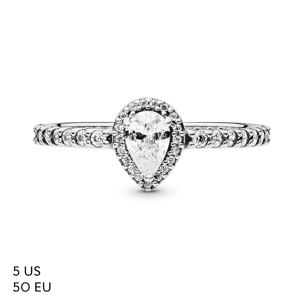 Amazon | Pandora Jewelry クラシック ティアドロップ ヘイロー
