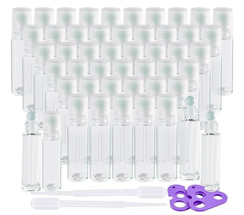 11 Hoa Kinh Frascos Roll-On de Vidro Transparente 10 mL, Pacote com 48