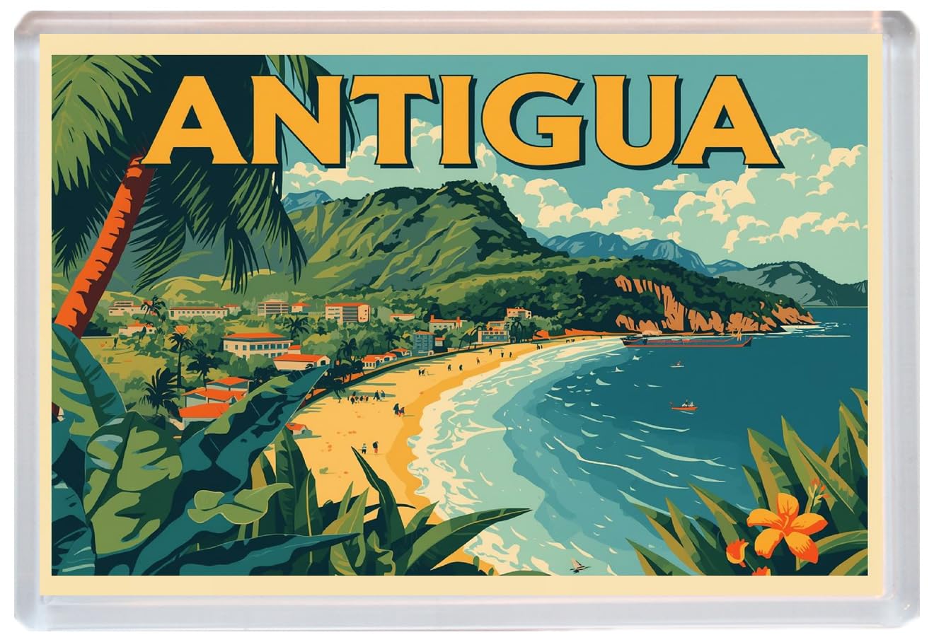 Baked Bean Store Multicolor Antigua - Caribbean - Jumbo Artistic Fridge Magnet 96 X 67Mm Bbsfhm3376