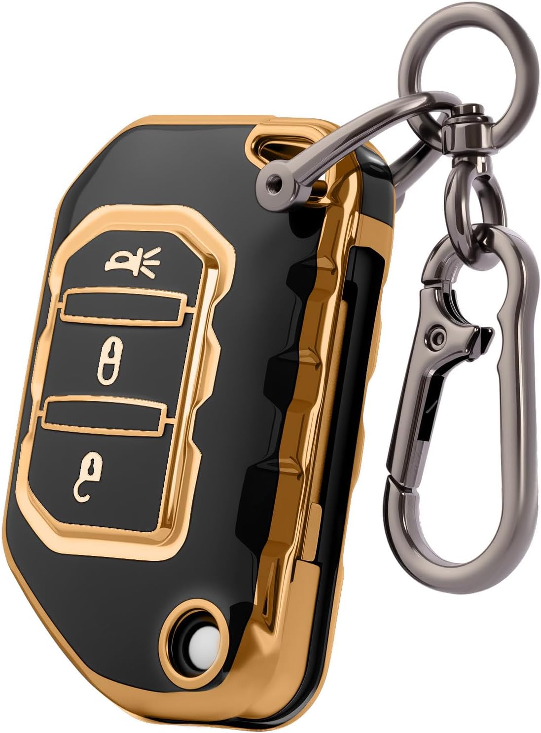 Key Fob Cover for Jeep with Keychain,Soft TPU Key Case for Jeep Wrangler Gladiator Proximity 2018-2024 Car Accessories