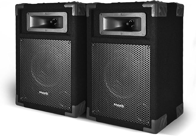 Paire d'enceintes passives sono PA 8"/20cm 2x180W 2 voies Bassreflex IBIZA STAR8B