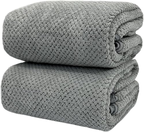 Fomoom Juego de 2 toallas de baño de punto gofre, 27 x 55 pulgadas, ligeras, finas y de secado rápido, toallas de microfibra coral altamente disponible en Yaxa Venezuela