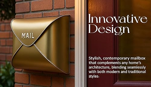 Miniatura 2 de NACH Buzones de pared para exteriores, buzones de pared de latón antiguo de 12.5 x 5 x 10 pulgadas para exteriores, buzones impermeables