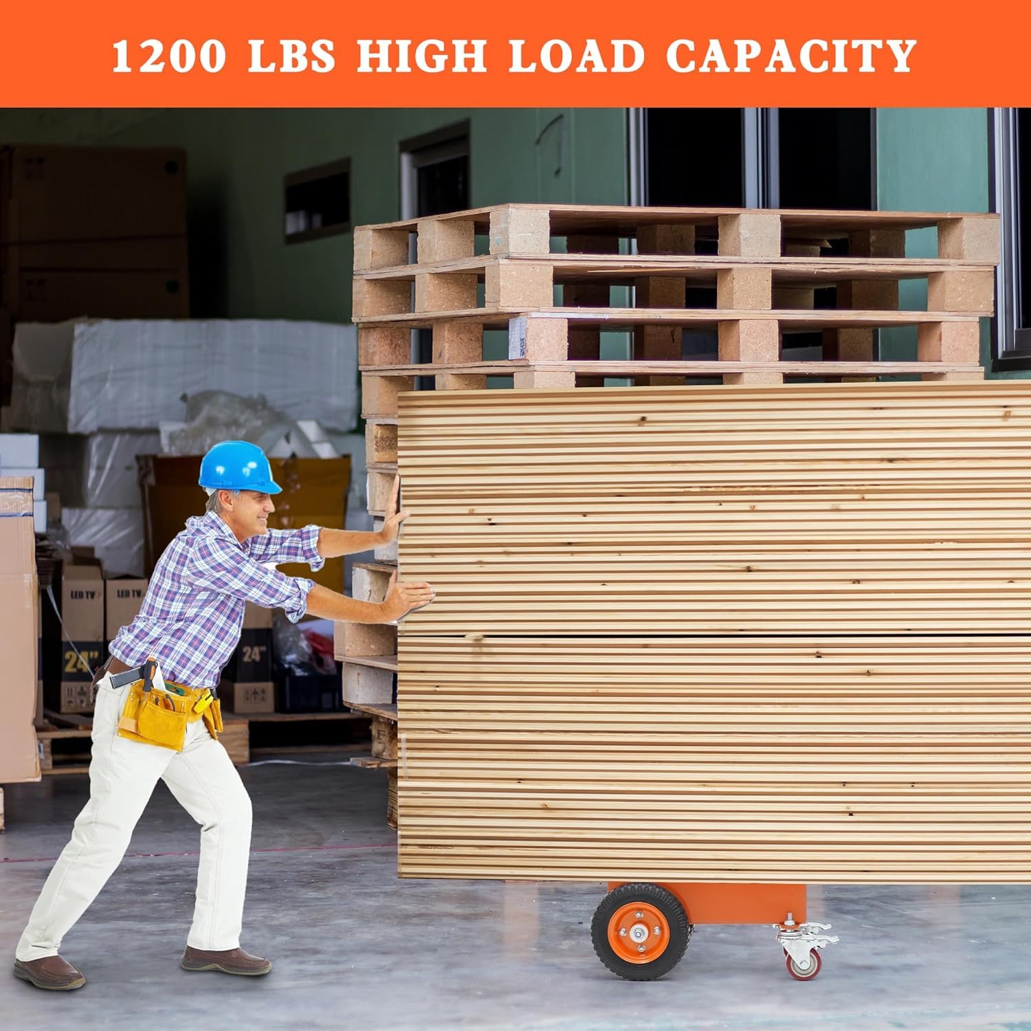 Carrello a pannello 544 kg, con ruote universali, rullo per marmo, pannelli in legno, porte, finestre