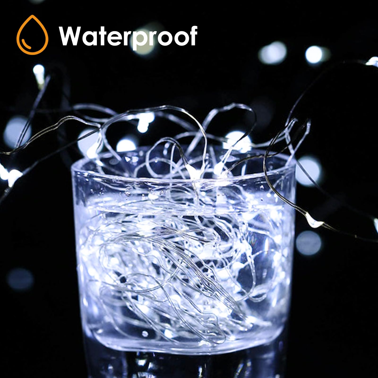 kolpop Paquete de 20 luces de hadas que funcionan con pilas, con temporizador, 16 pies, 50 luces LED de cadena de luces LED alimentadas por pilas, pequeñas luces de Navidad blancas frías para