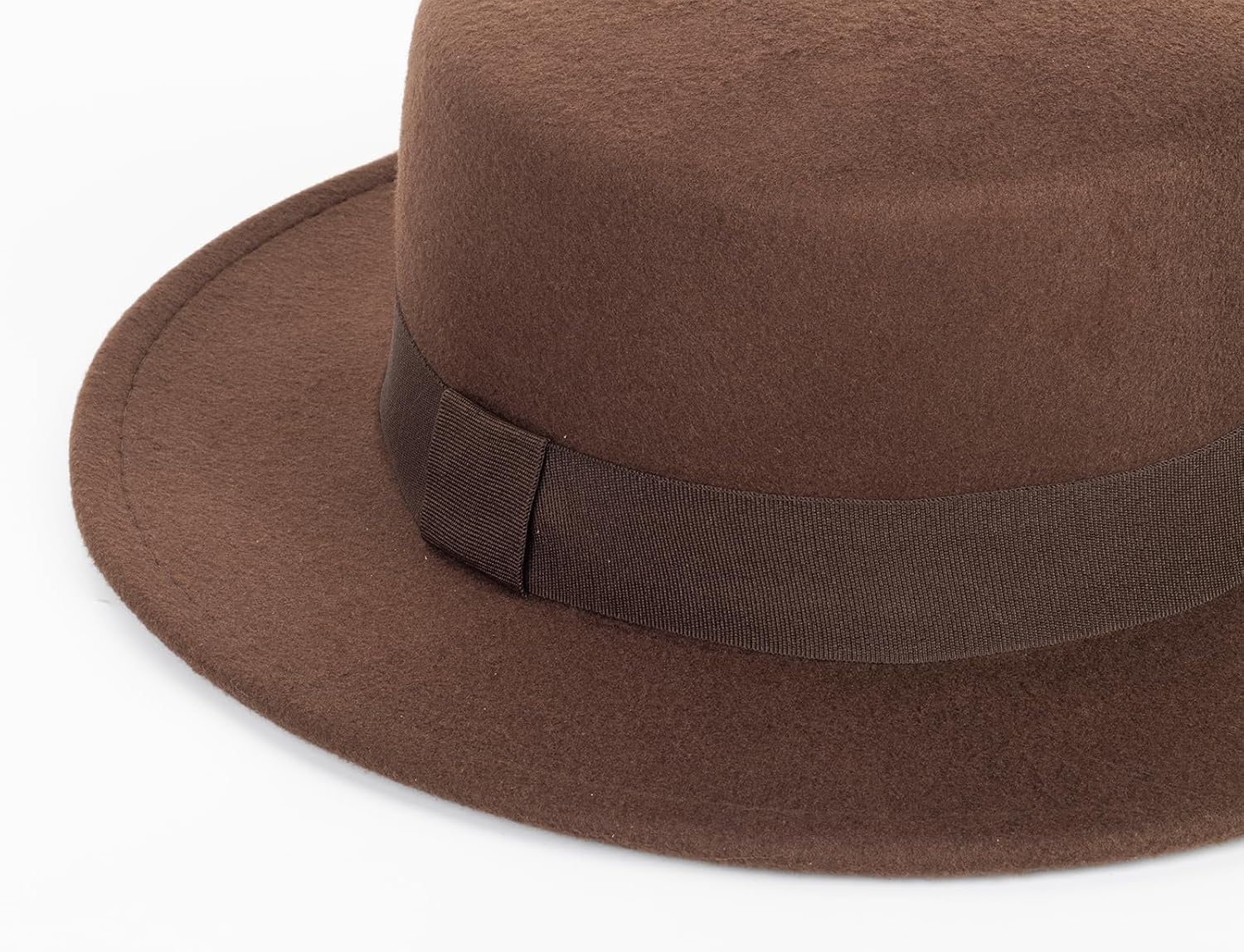 Pork-Pie-Fedora-Hat Wide Brim Felt Flat-Top-Boater Hat for Men Women image 3