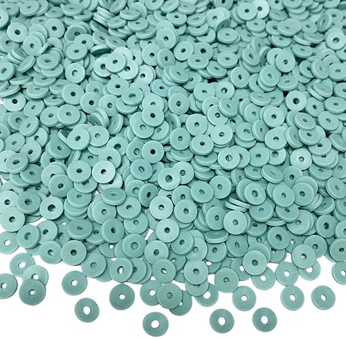Miniatura 1 de 5000 cuentas de arcilla verde azulada de arcilla polimérica Heishi cuentas espaciadoras planas redondas para pulseras, aretes, collares,