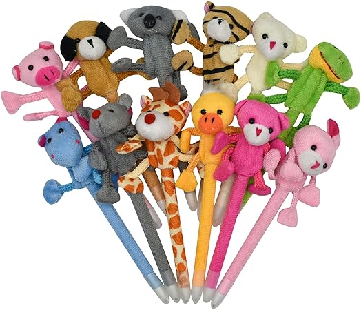 Amazon Maydahui かわいい ぬいぐるみ 動物 油性 ボールペン 0 5mm 青インク 12本セット おしゃれ 可愛い ふわふわ 豚 ウサギ 犬 猫 ねずみ カエル キリン虎 ボールペン 文房具 筆記用 ギフト プレゼント 子供 学生 オフィス 漫画 おもしろ 贈り物