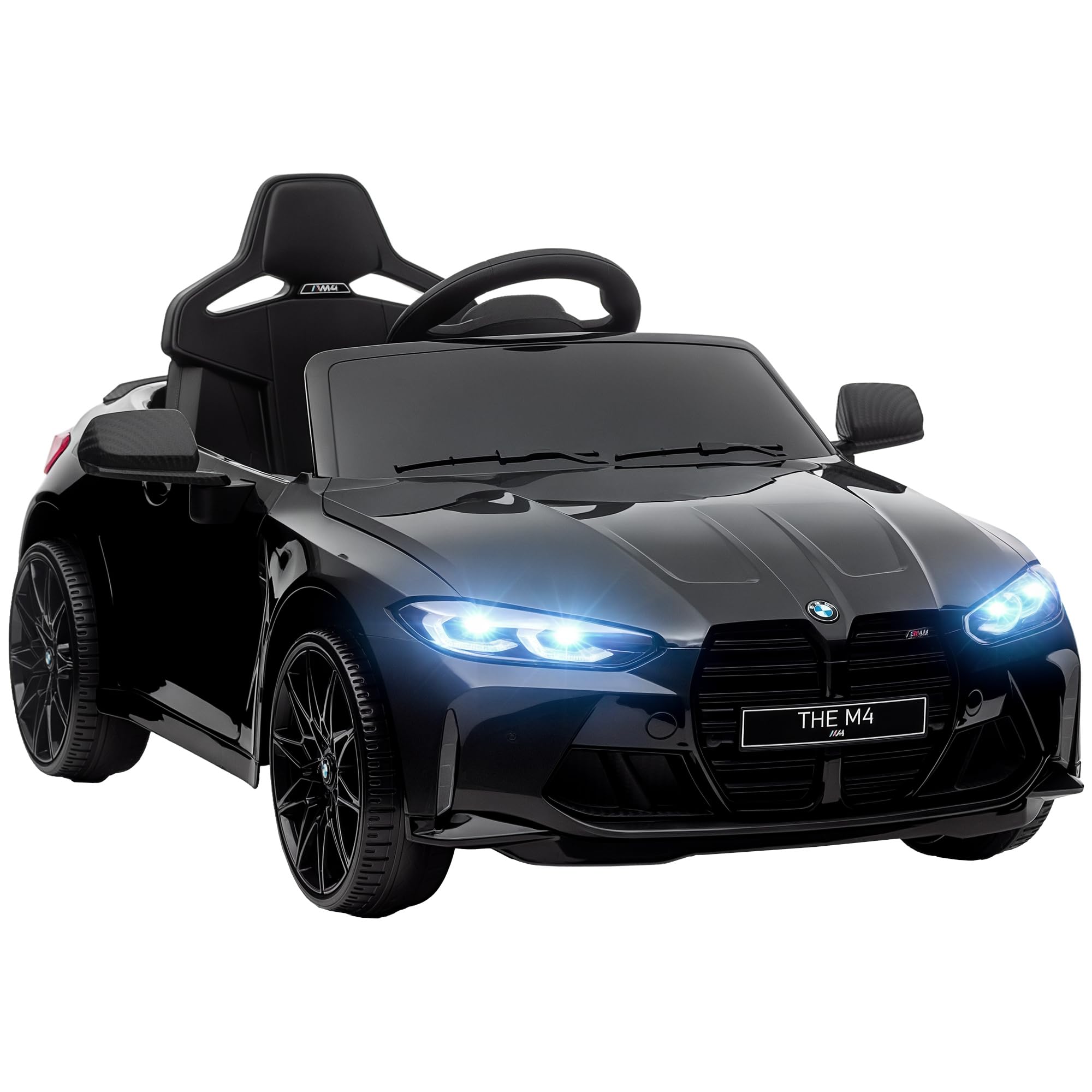 Voiture électrique orange pour enfants 3-5 ans, 12V, 3 vitesses, phares