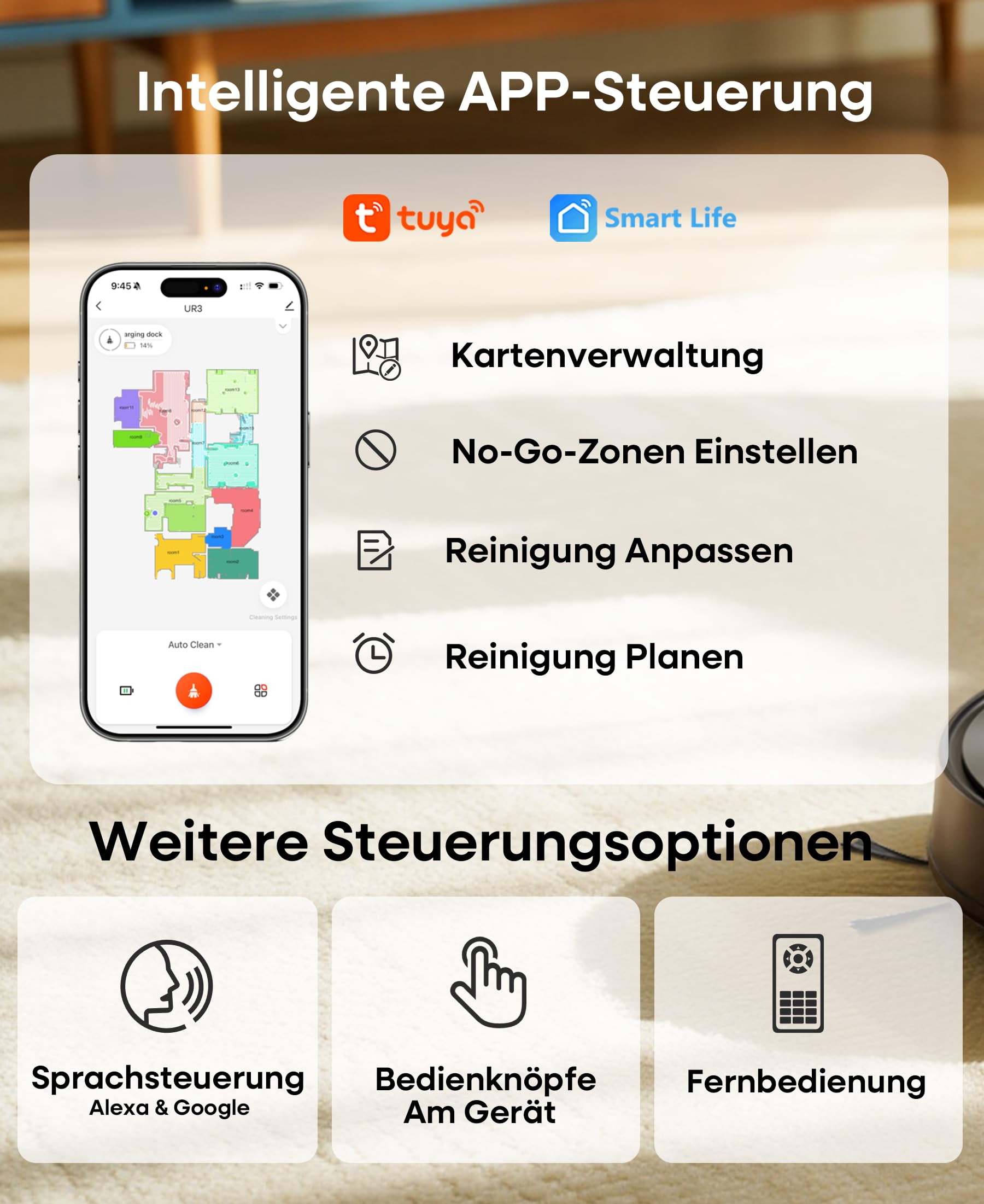 Saugroboter mit Wischfunktion 8000Pa, 200Min Laufzeit Staubsauger Roboter mit Absaugstation 3.5L,LiDAR Navigation, 4-in-1 Saug und Wischroboter für Teppich Tierhaare Böden, APP Steuerung