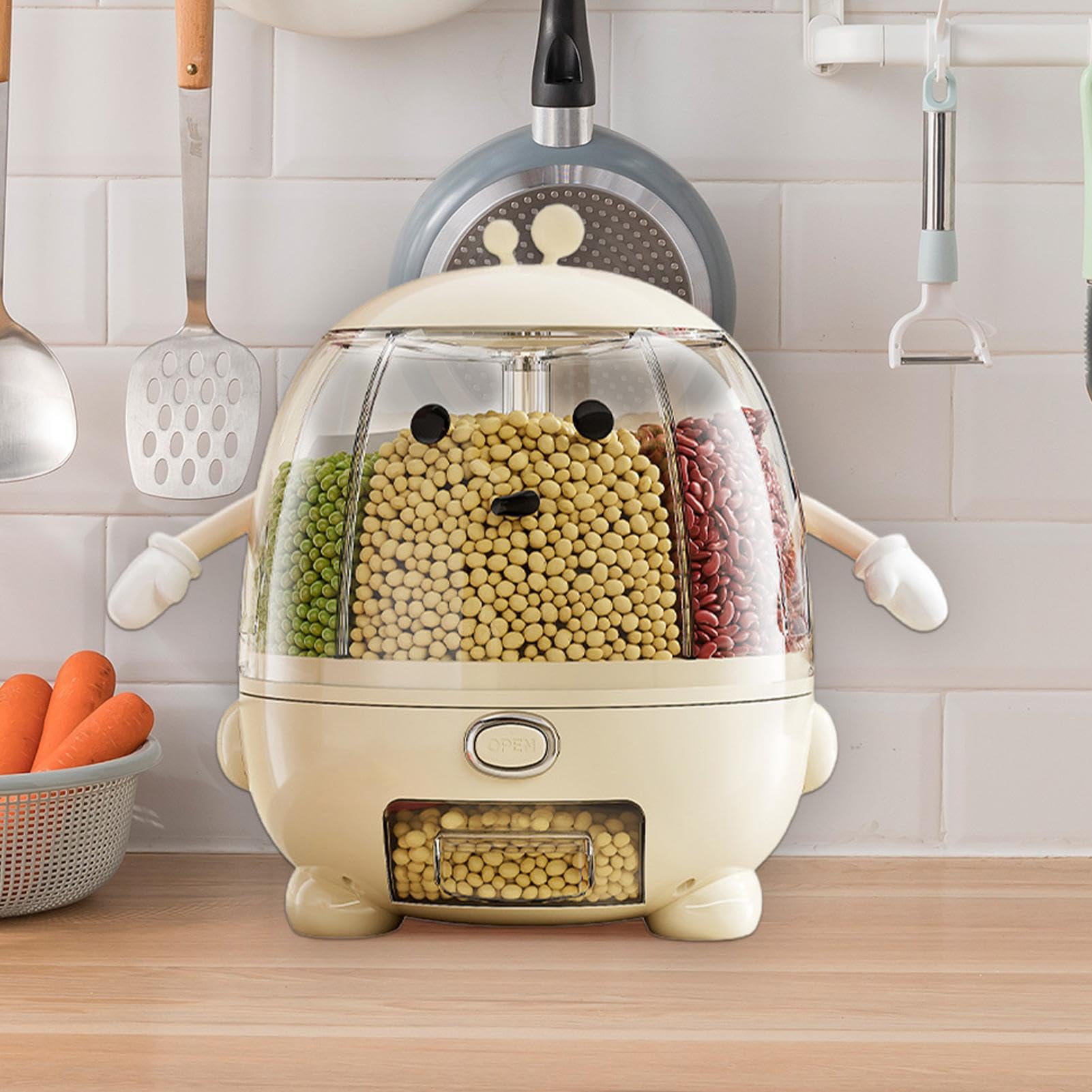 Contenitore per dispensa, piano di lavoro per dispenser di alimenti secchi | Banca del grano,Dispenser Porta Riso, Contenitore, Cinque Scomparti Indipendenti Per La Dispensa Della Cucina Domestica
