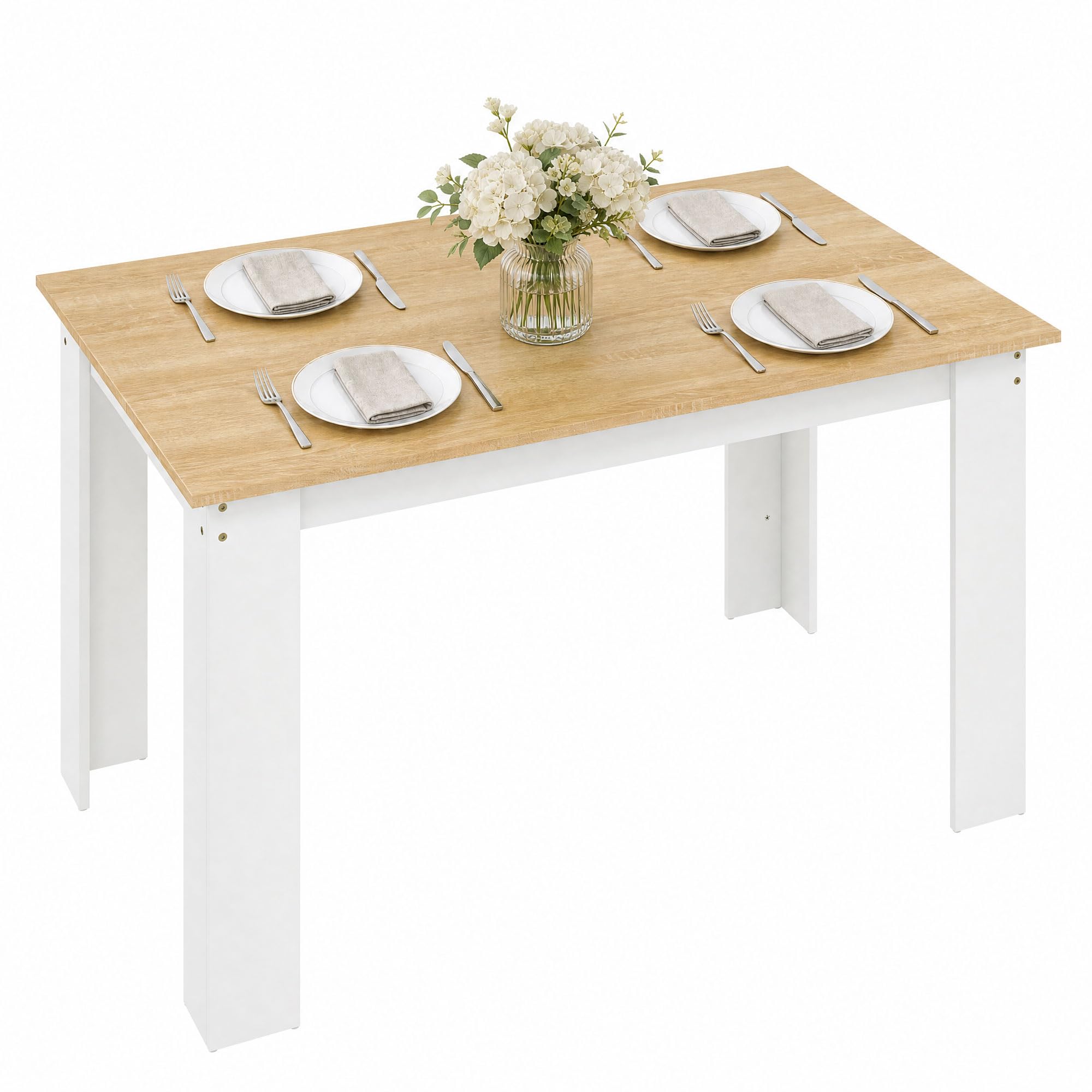 HOMCOM Dining Table for 4 to 6 Table 120W x 69D x 75H cm Oak and White