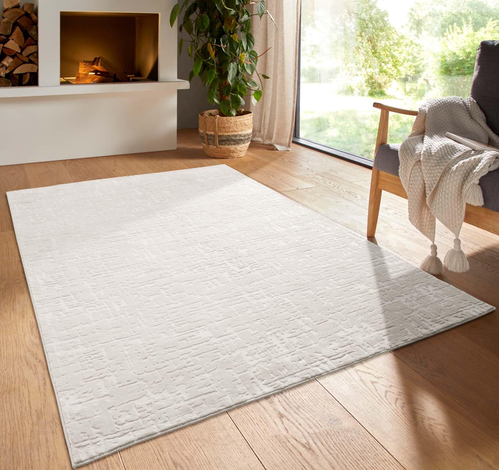 Taracarpet Kurzflor Boho Vintage Teppich waschbar für Wohnzimmer und Schlafzimmer Kinderteppich Creme Vintage 120x170 cm