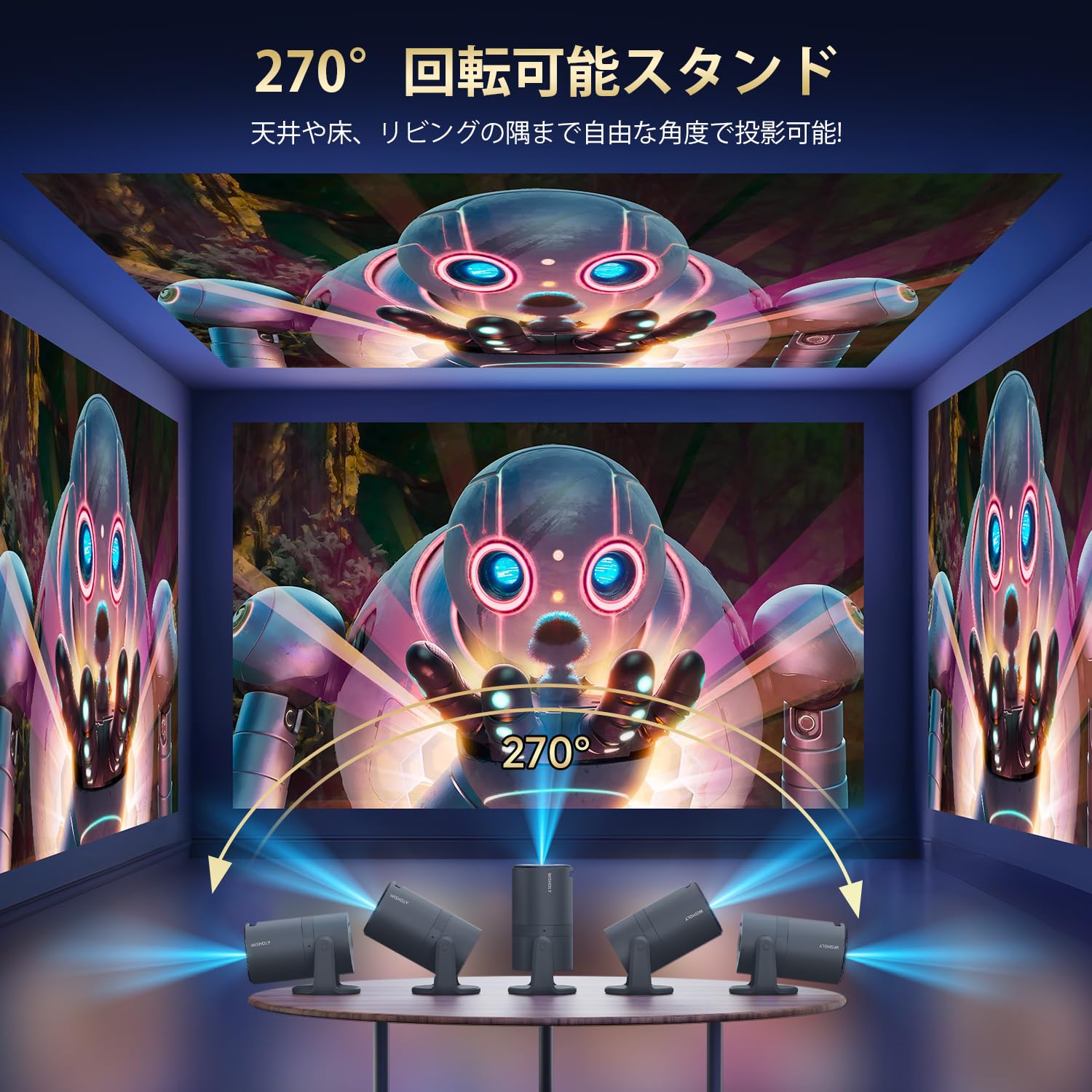 Amazon.co.jp: WISHOLY プロジェクター 家庭用【Android TV搭載