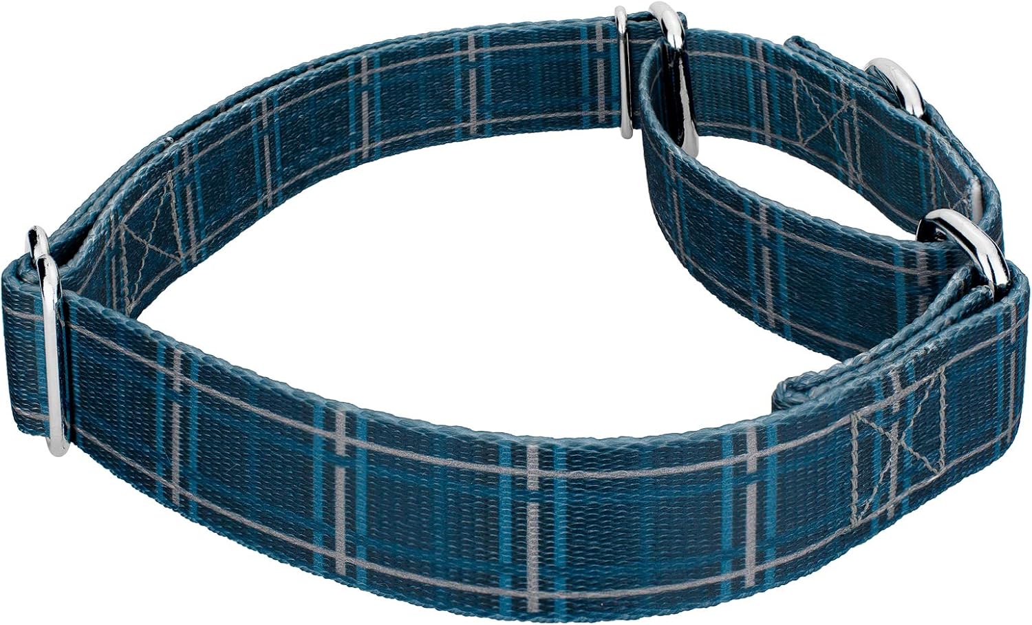 Country Brook Petz - Navy Plaid Martingale Dog Collar and Leash - Plaid and Argyle Collection Featuring Charming Designs (1 Inch, Medium)