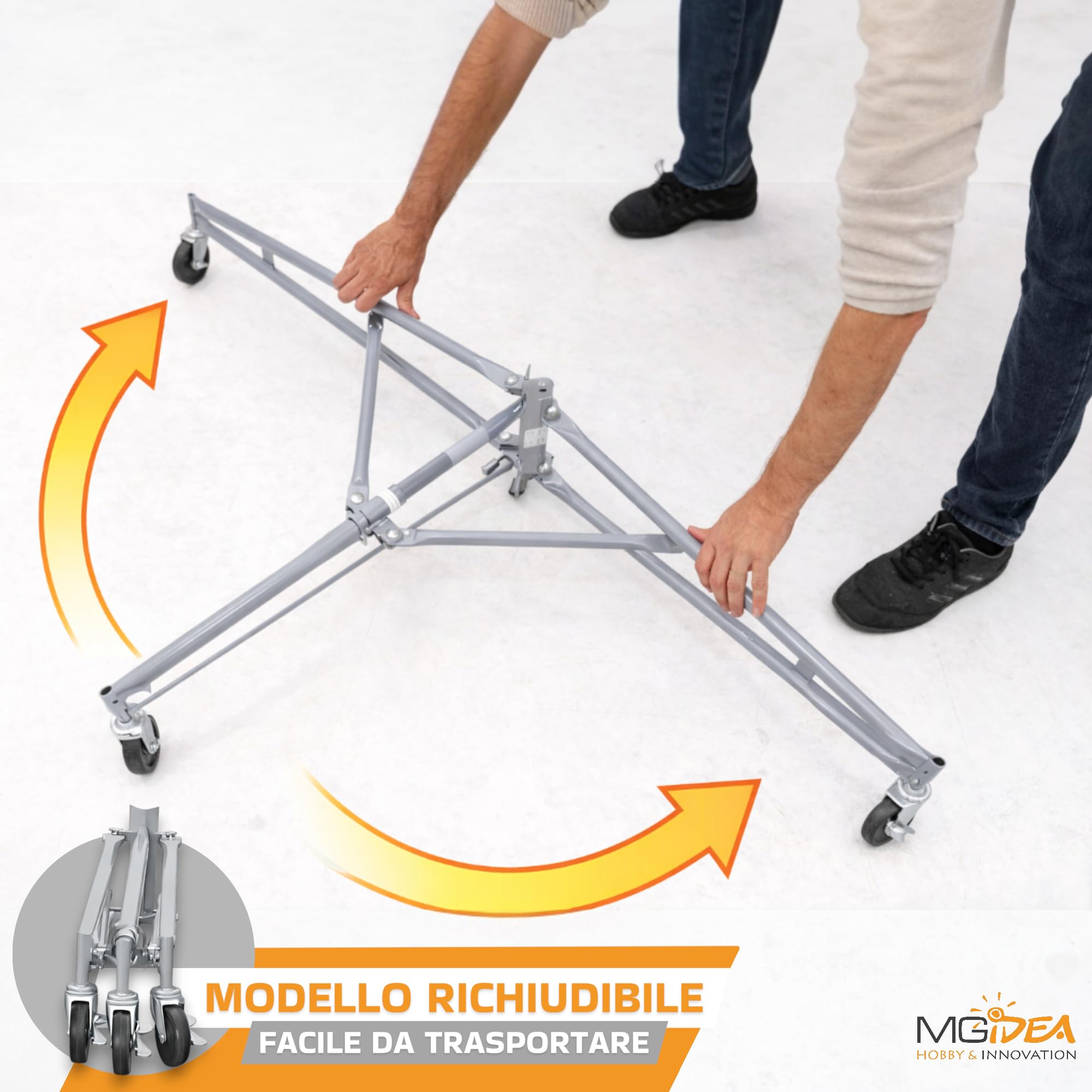 ALZA LASTRE SOLLEVATORE PANNELLI CARTONGESSO SUPPORTO REGOLABILE 68KG 3,5 M RICHIUDIBILE CON RUOTE BLOCCABILI ACCIAIO