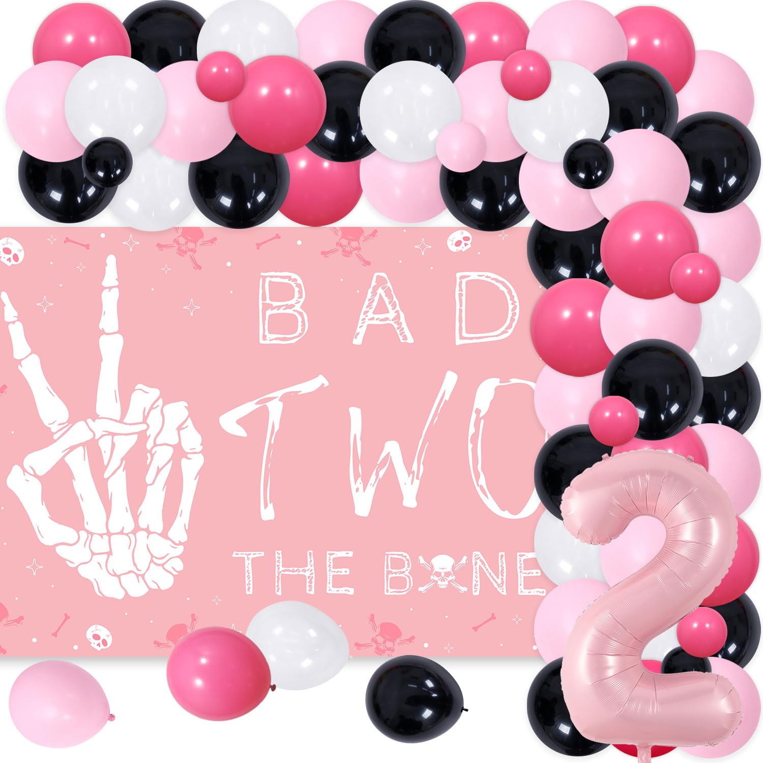 Amazon.com: 78Pcs Bad Two the Bone 2nd Birthday Party Decorations