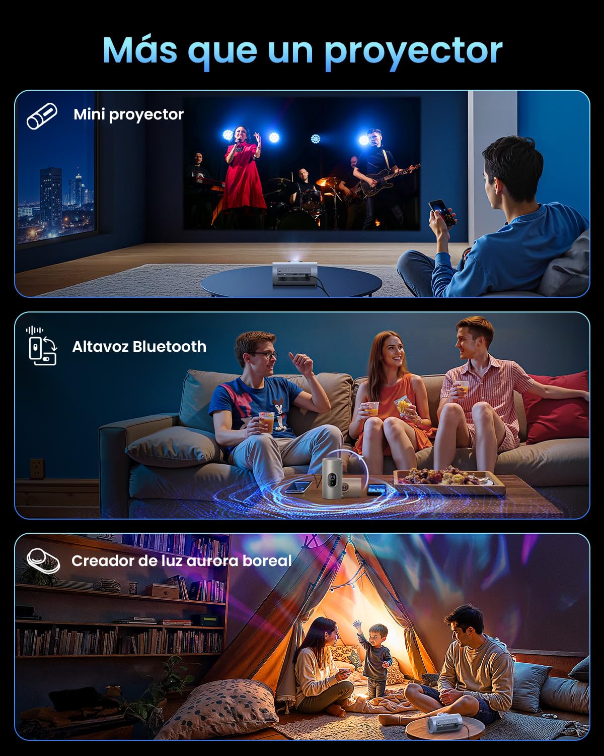 JMGO PicoPlay 1080P Proyector portátil Inteligente, GTV, Netflix, 400 ISO Lúmenes, 8W Dolby Digital, 3D Activo, HDR10, Mini proyector con Wi-Fi y Bluetooth para hogar, Exterior, Incluye Filtro óptico