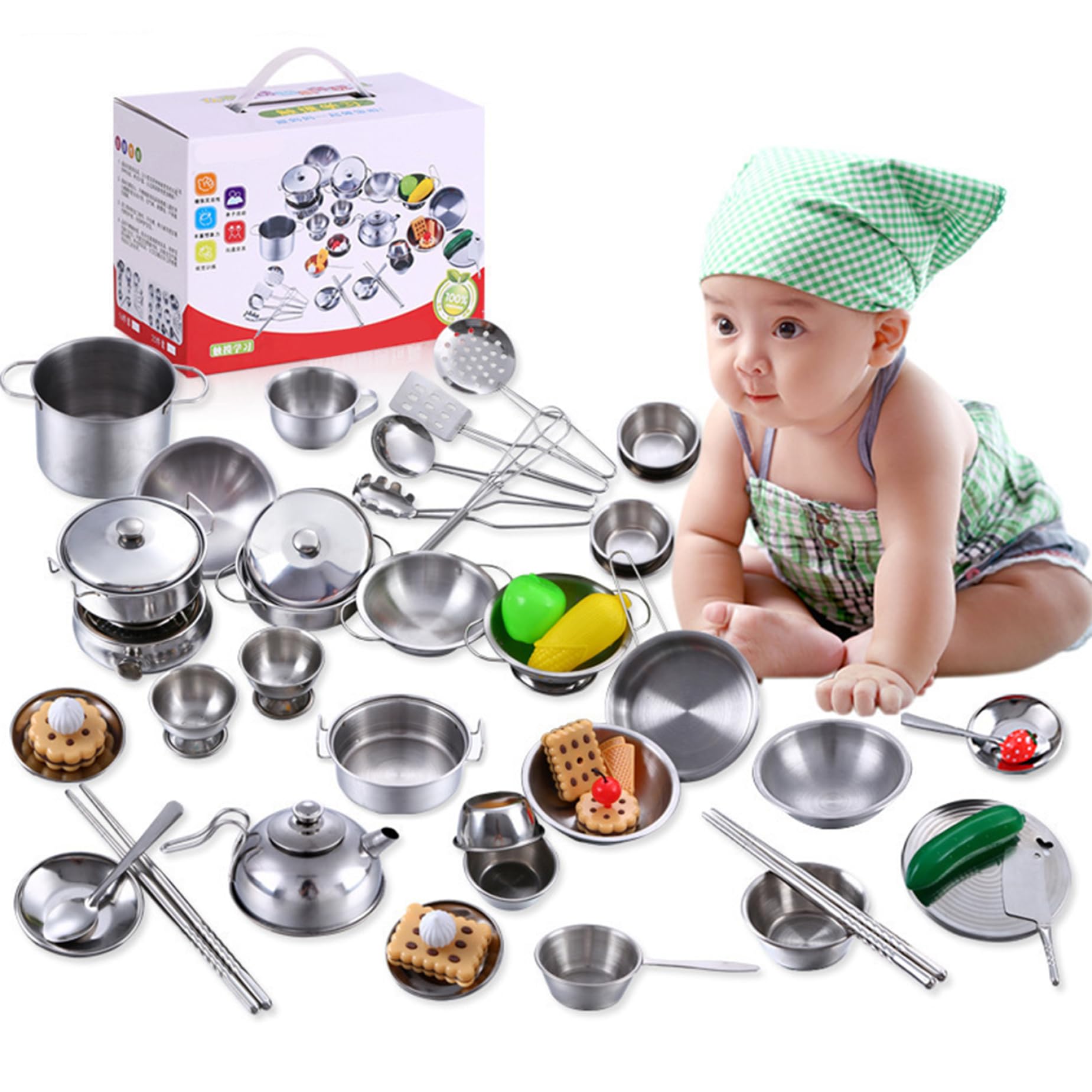 Accessoires cuisine éducatifs réutilisables avec ensemble de jeu de casseroles pour un cadeau idéal