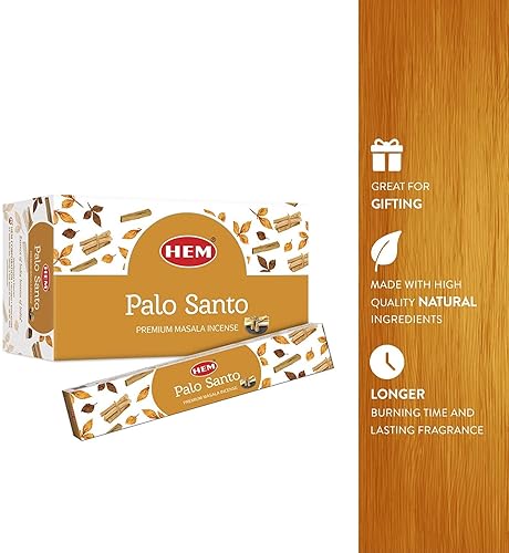 Miniatura 5 de HEM Palo Santo Natural Masala - Varillas de incienso limpiadoras – 12 paquetes (0.51 oz cada uno) | Fragancia natural para ambiente aromático |