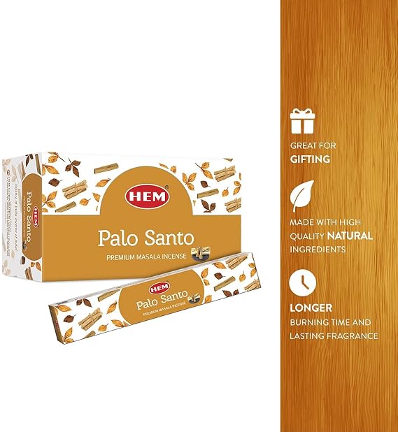 Hem Palo Santo Masala Incense Sticks | Smudge Healing Incense | Natural Fragrance of Sandalwood for Positivity | for Stress Relief & Cleansing | Gift Set - Pack of 12 (15 GMS Each)