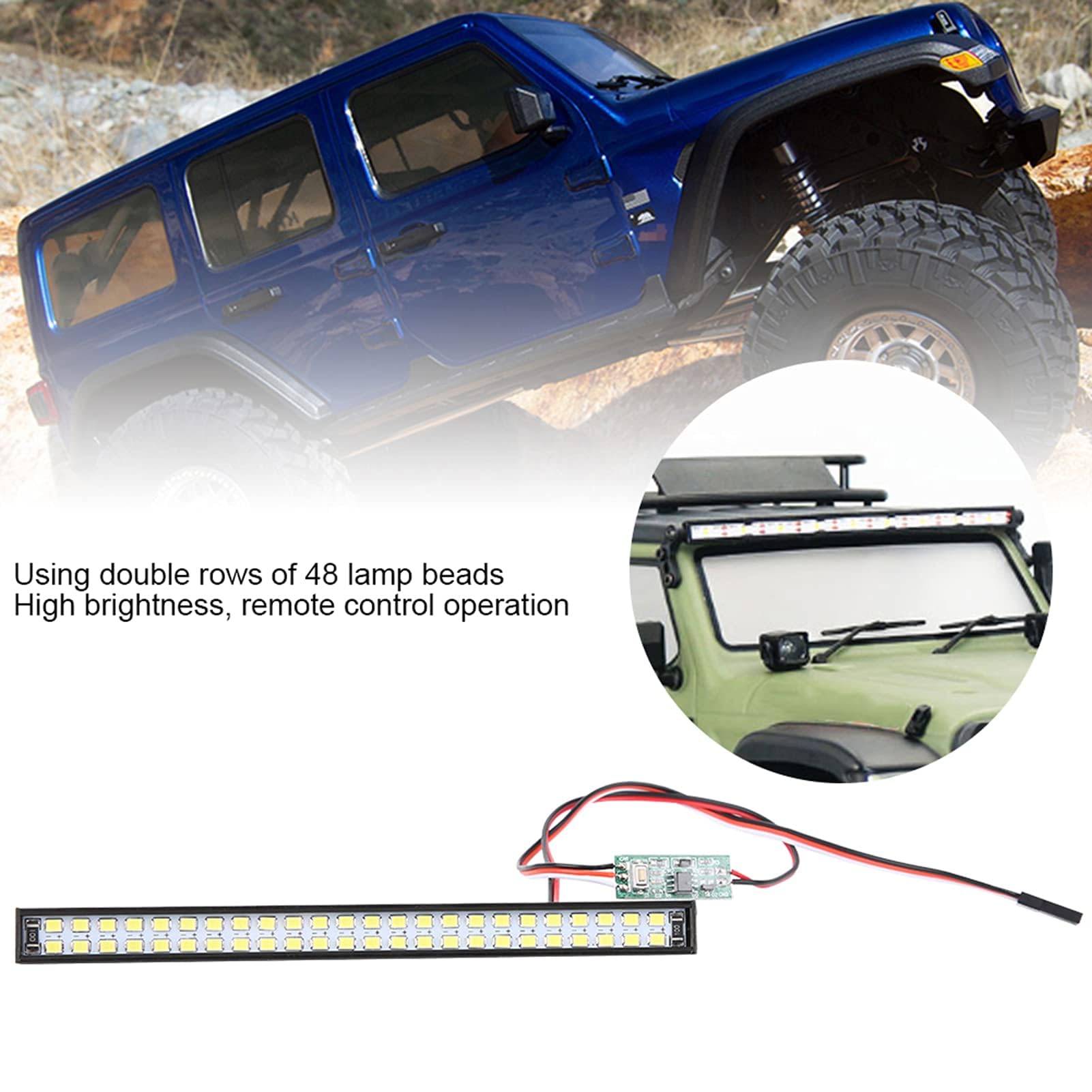 RC Dachlampe, 147 x 12 x 11,5 mm 48 Stück Lampenperlen RC Auto Dachlampe RC Crawler Universal LED Lichtleiste Teil Zubehör für RC Crawler Auto