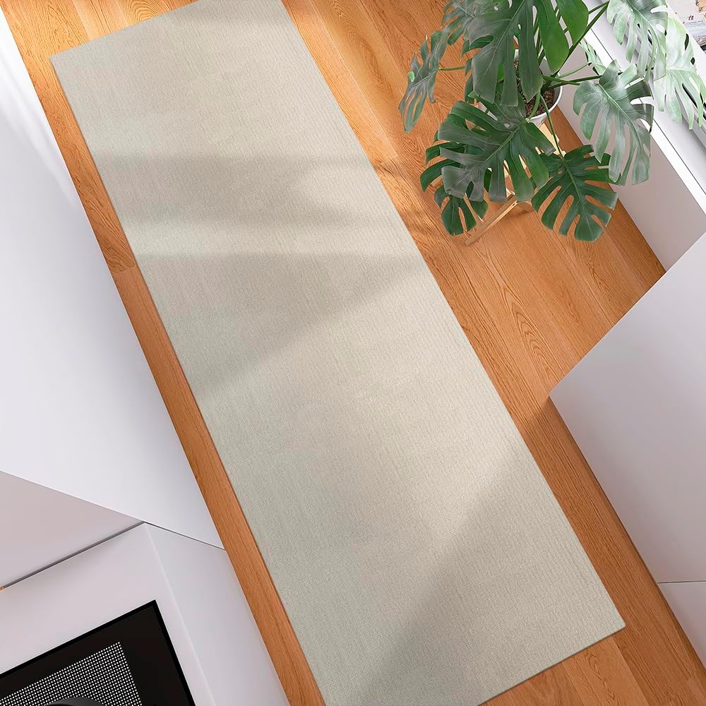 Tapete Passadeira Neutra 1,30m x 45cm Natural Quarto Cozinha Algodão Cru Antiderrapante