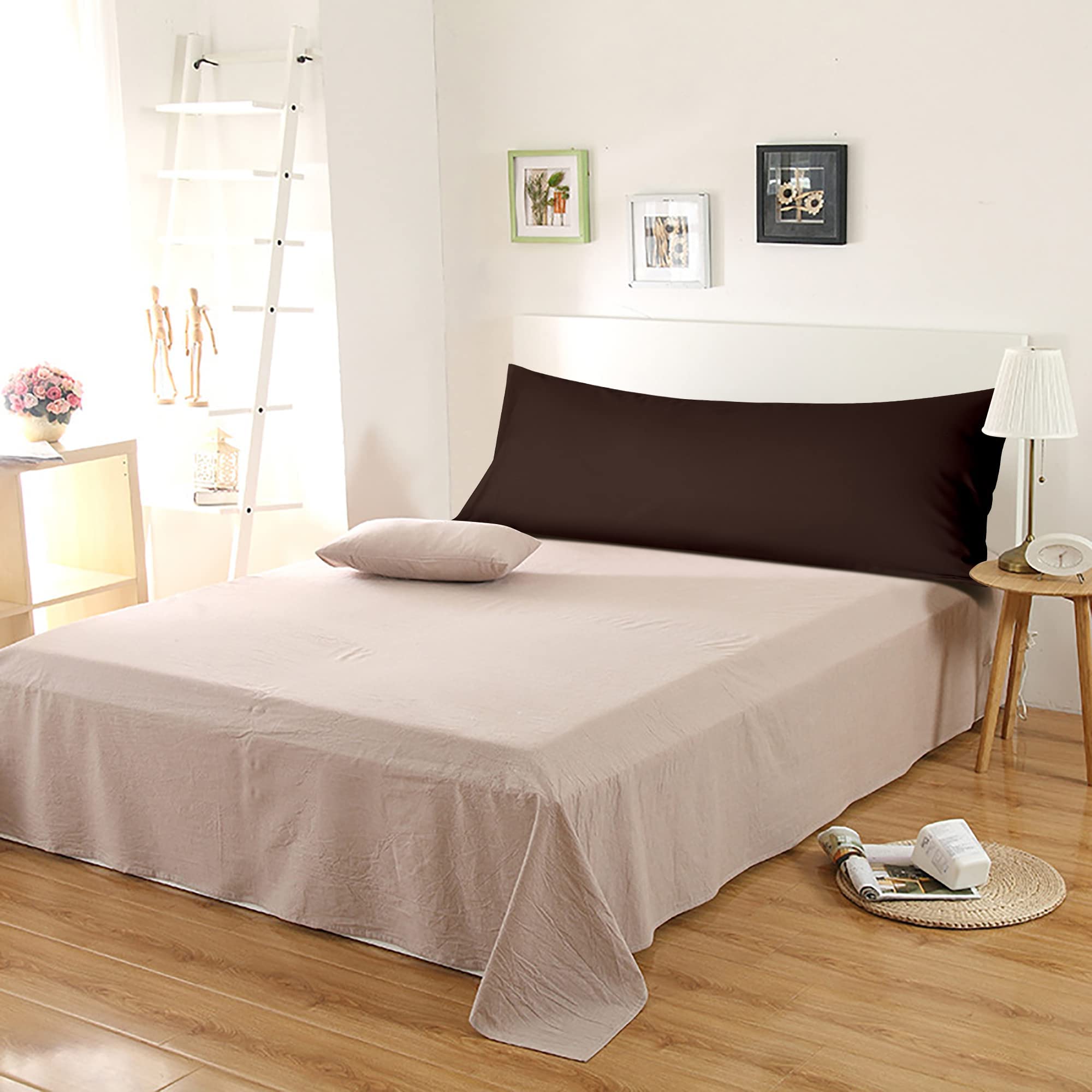 WhatsBedding Body Pillow Cover - Ultra Soft Microfiber, Envelope Closure, 21x54 Inch, Brown - View #8